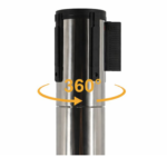 Retractable Belt Stanchion with 360° Rotating Post Head, 2.3 m or 3.6 m Versatec FLOW Prime 360 2.3 / 3.6